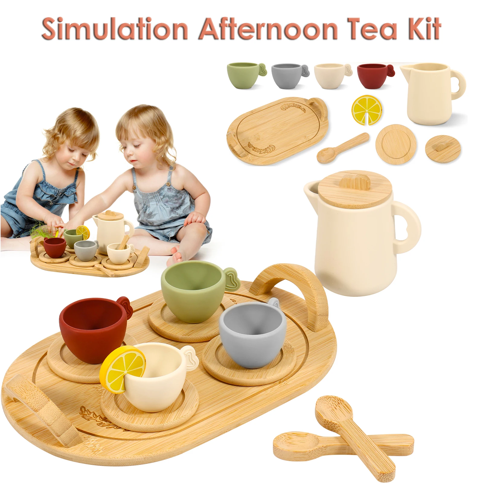 

14 Pcs Simulation Afternoon Tea Set Creative Simulation Role Play Wooden Toy Tea Set Early Education Toys Girls Birthday Gifts