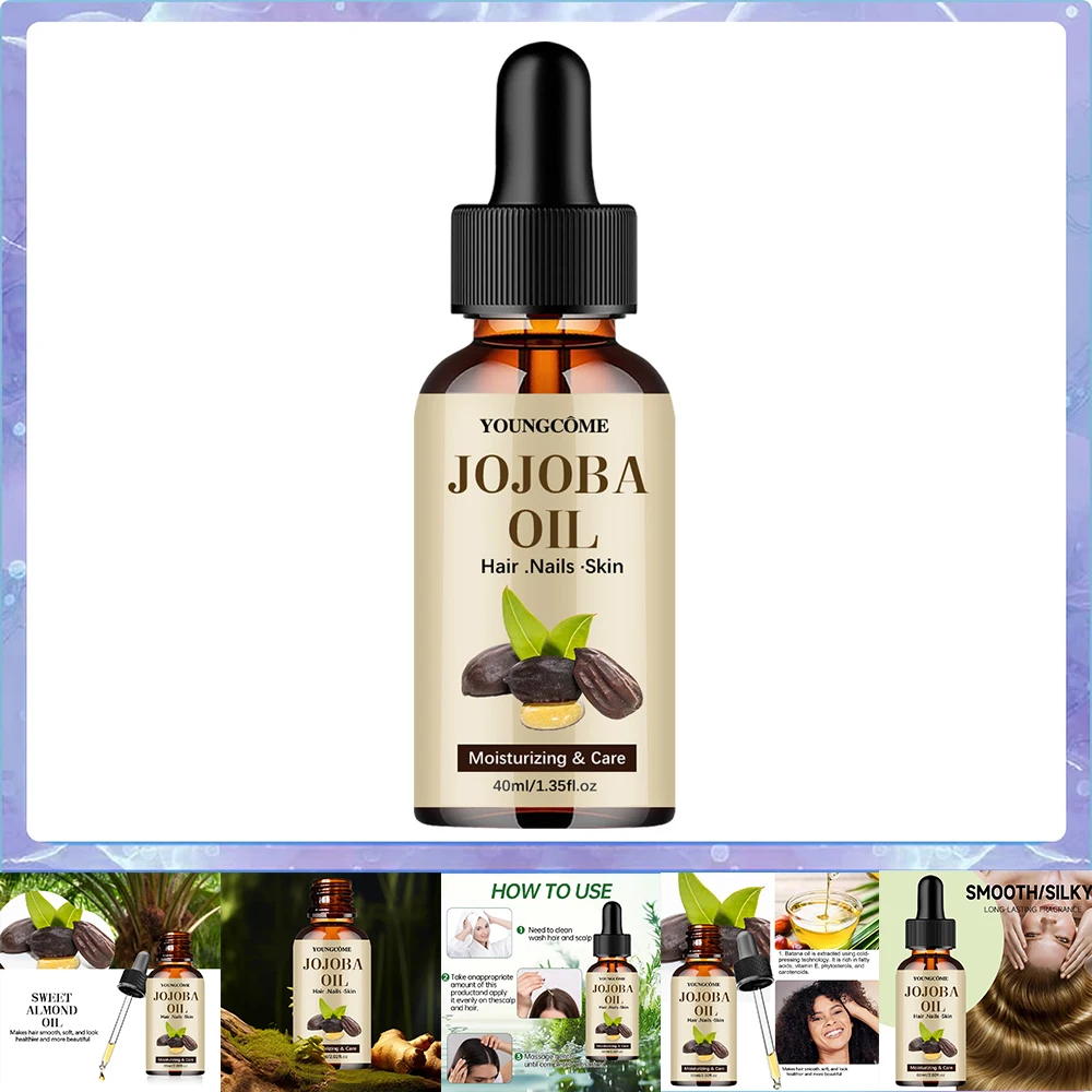 Huile de jojoba biologique, huile hydratante pure pour le visage, les cheveux et les ongles de la pe