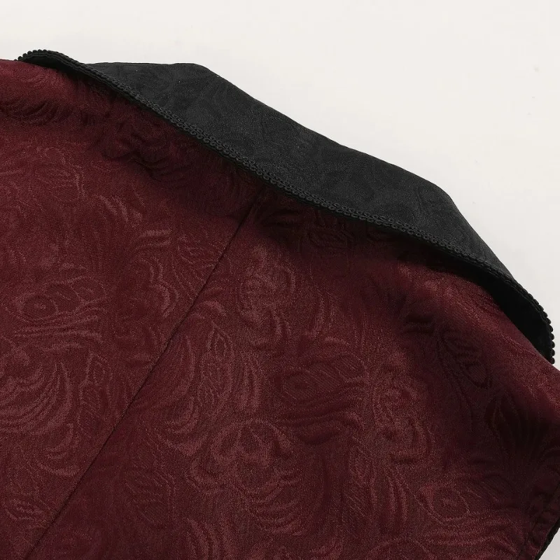 Mittelalterliche Steampunk-Kleidung für Männer, Jacquard-Gothic-Weste, einreihiger viktorianischer ärmelloser Frack, Cosplay-Ballkostüm 2026 – Detail 5