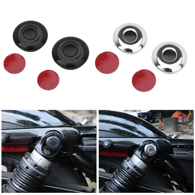 

2 Pcs Motorcycle ABS Rear Shock Bolt Black Chrome Fork Boot Protector Decoration Cover For Harley Sportser XL 04-16 Dyna 06-17