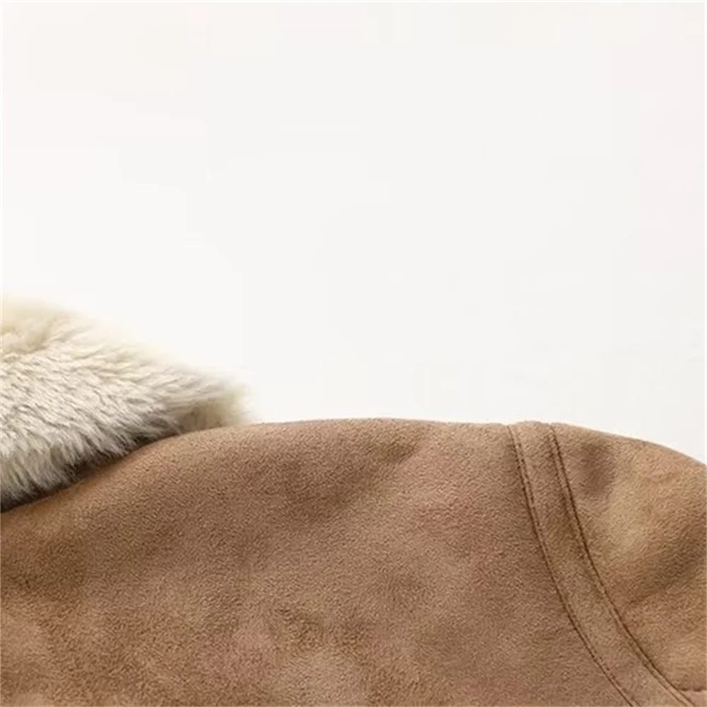 PB&ZA 2024 early autumn new women\'s fashion loose plus velvet thick warm plush lapel long sleeve long coat