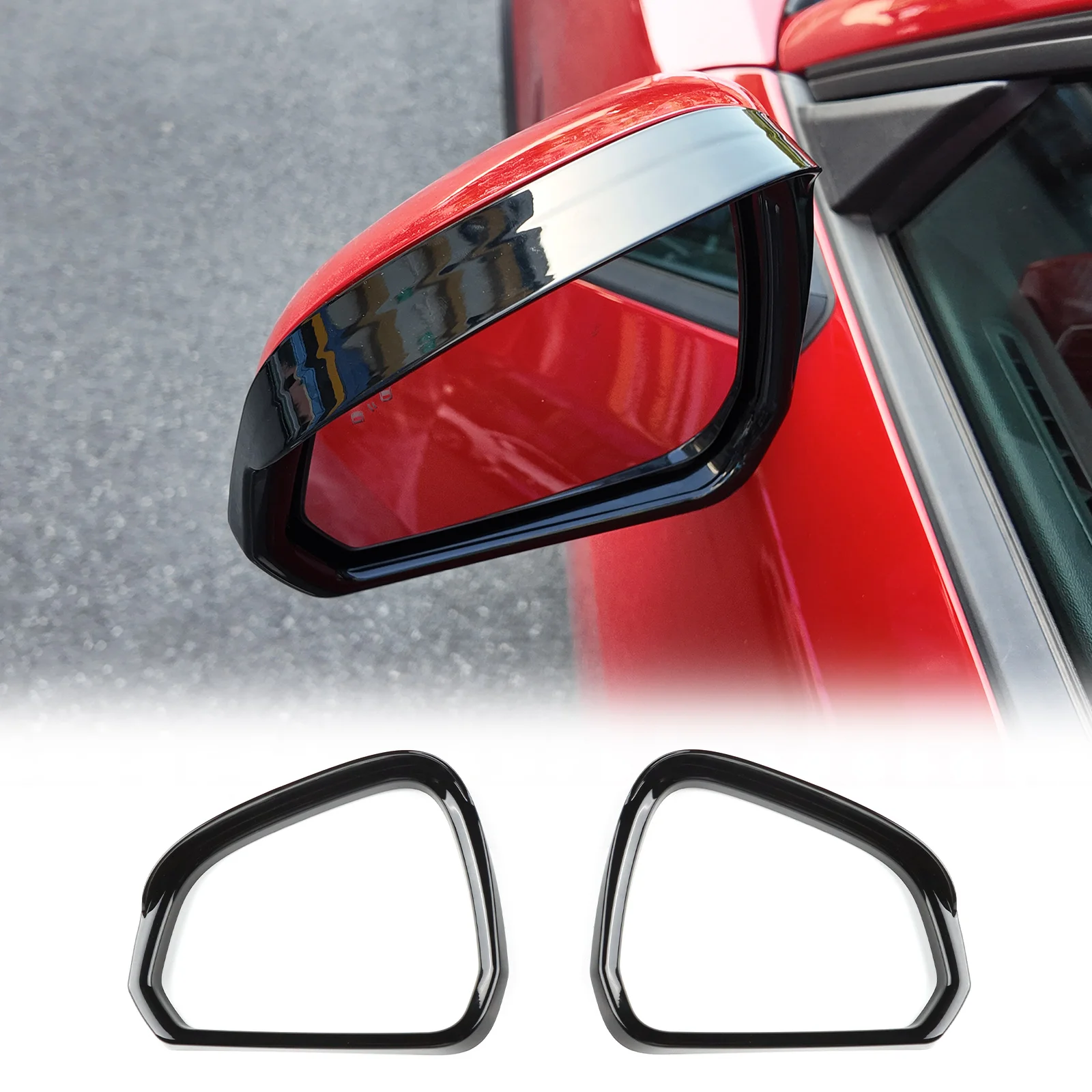 

Car Glossy Black Rearview Mirror Rain Eyebrow Frame Sticker For 2024 2025 2026 2027 Ford Mustang S650 GT Dark Horse EcoBoost LHD