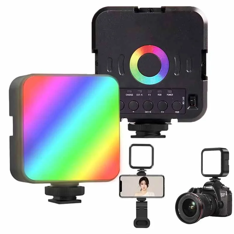 Pocket RGB Fill Light Portable LED Light Video Mini Fill Light Selfie Adjustable RBG Lamp For DSLR Camera Cellphone GoPro Laptop