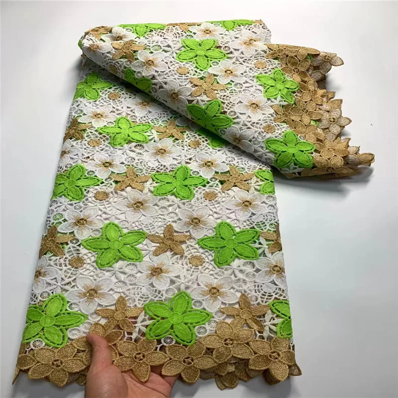 Multicolor Nigerian Guipure Cord Lace Fabric Milk Silk Cotton Fabric African Lace Fabric 2024 High Quality New Dress for Women