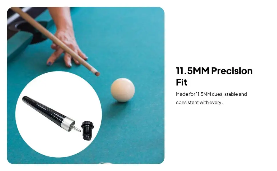 Compact Carbon Fiber Pool Cue Extension Portable Billiard Cue Shaft Extender for Game Accessories