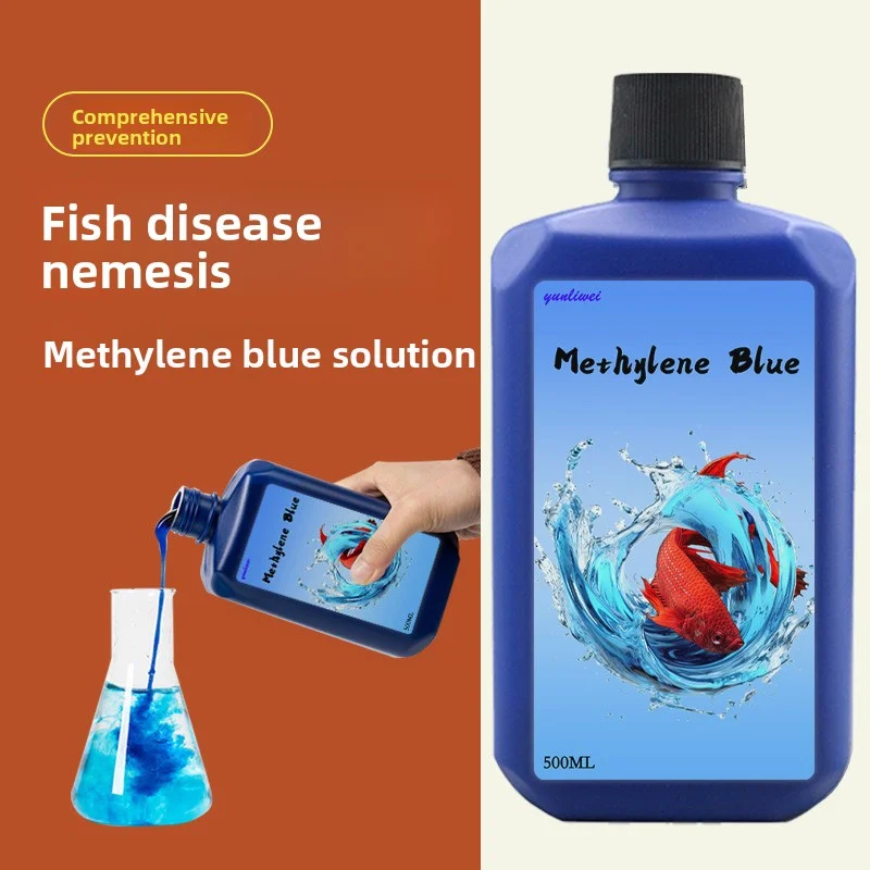 Solución de Azul de Metileno de 200/500 ml para Peces Ornamentales de Acuario, Eliminación de Manchas Blancas y Medicamento para Enfermedades de Peces, Koi, Goldfish, Betta