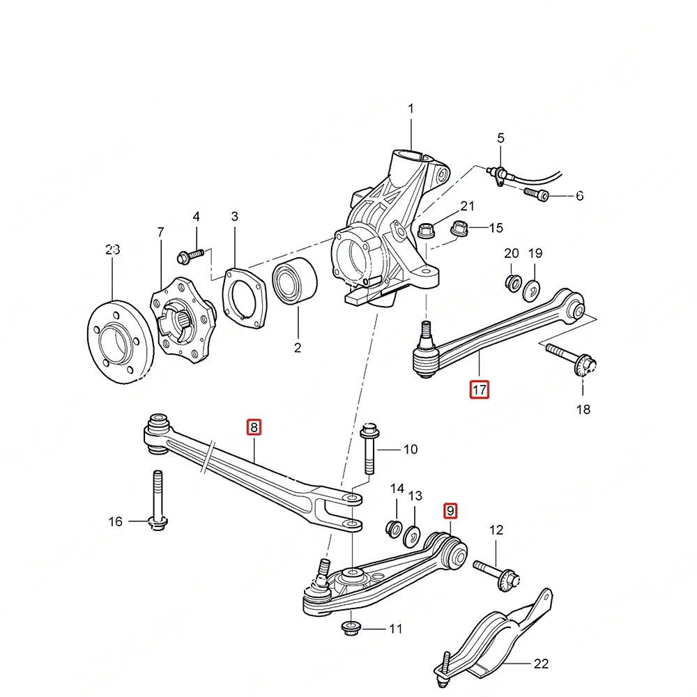 6 قطعة ذراع التحكم في التعليق الخلفي المسار أطقم أذرع بورش بوكستر سبايدر كايمان 997 987 99733105302 98733104303 9733104505