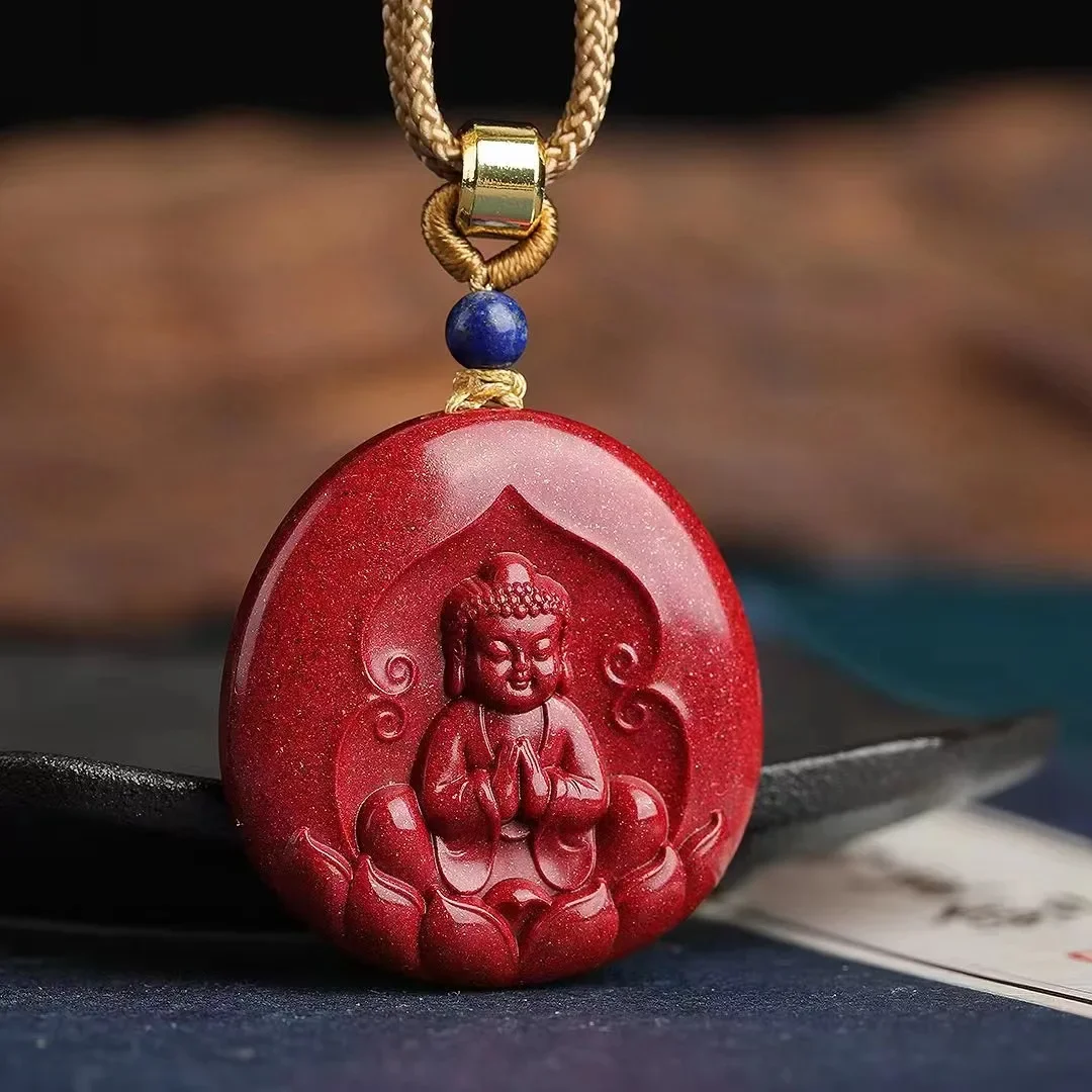 

UMQ Natural Raw Ore Cinnabar Boutique Purple Gold Sand Baby Buddha Pendant Men's and Women's Ornament Gift