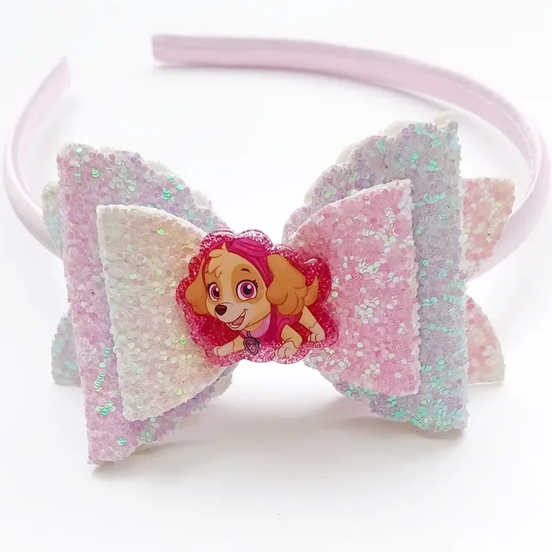 Paw Patrol Skye Baby Shiny Bow Headband Cartoon Cute Girl Newborn Headband Headwear Kids Jewelry Birthday Christmas Party Gift