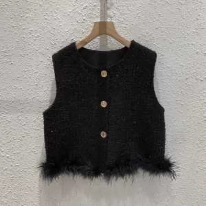 

Женская красная жилетка Ancora 2025 года, новая усовершенствованная куртка без рукавов из страуса