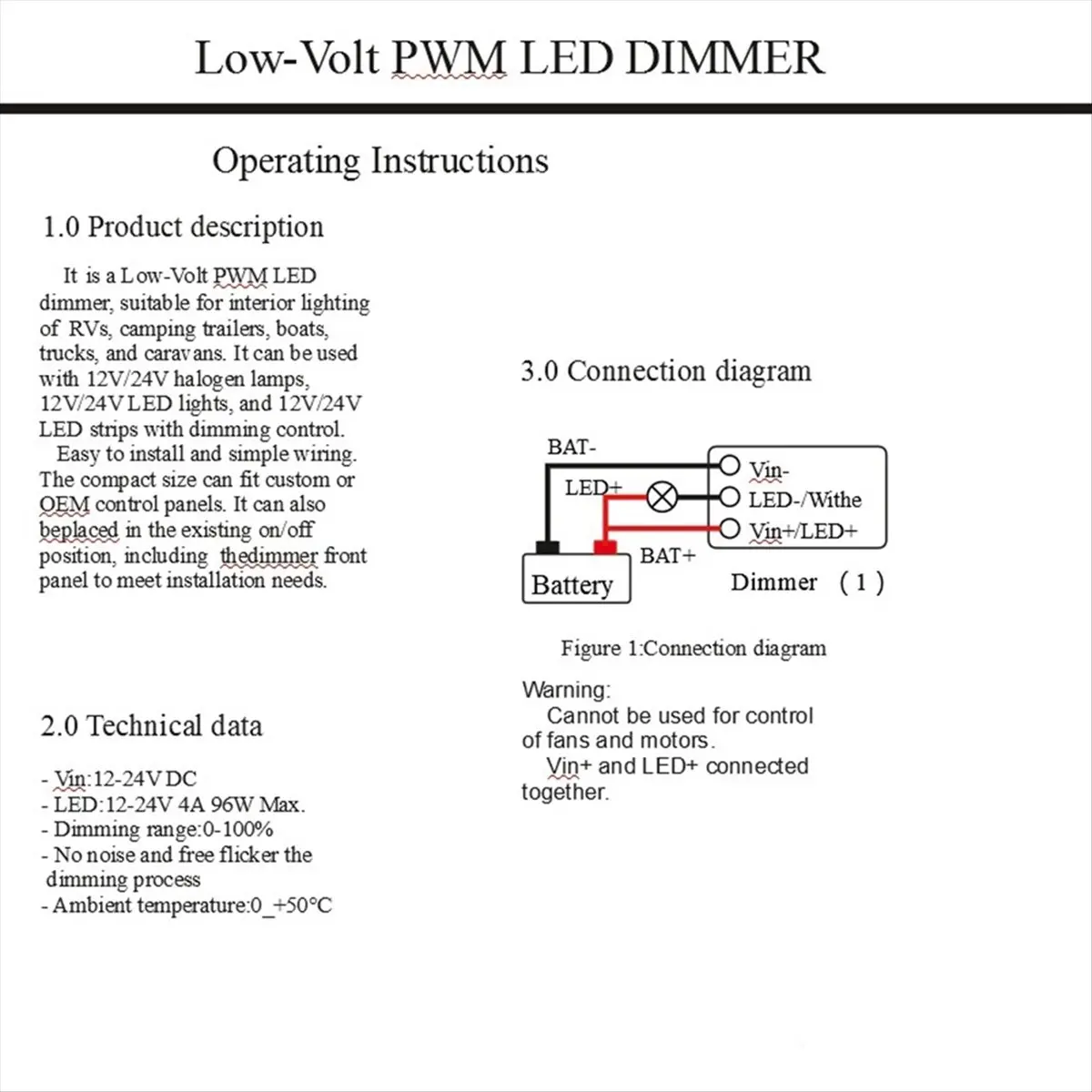 A64I Universal Dimmer Switch 12-24V Low Voltage Light Strip Dimmer for LED RV Lights Interior, Truck Ceiling Lights Strip