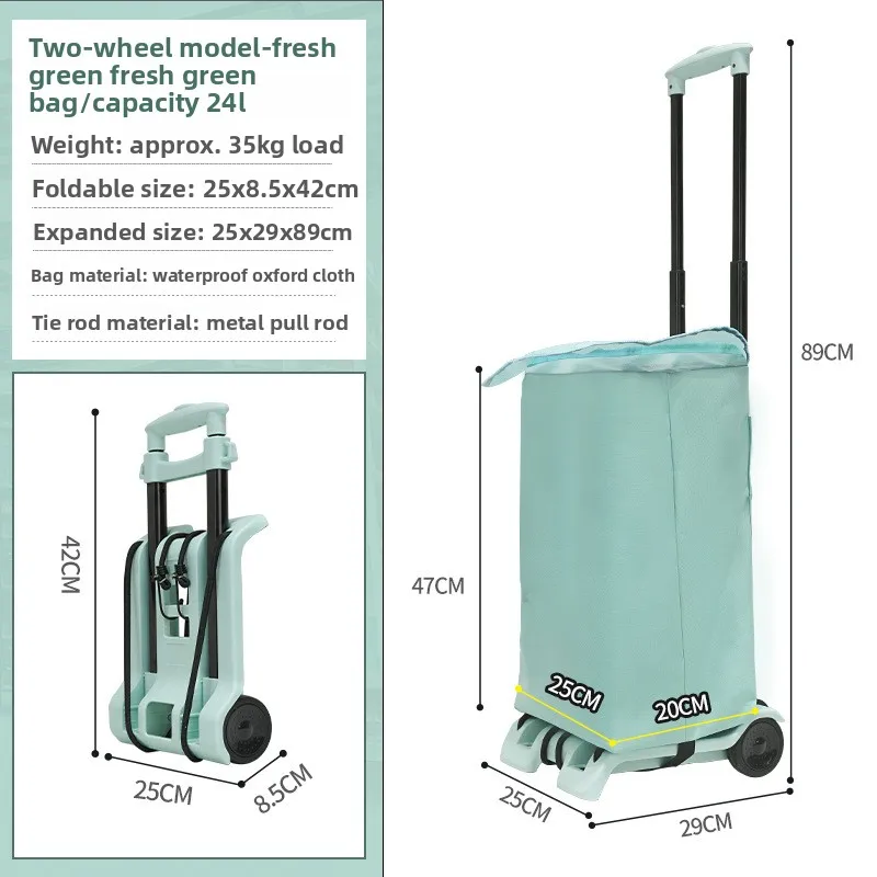 

Portable Shopping Trolley Folding Pull-Handle Cart Luggage Trailer Household Hand-Pulled Cart Carrito De Limpieza Furniture