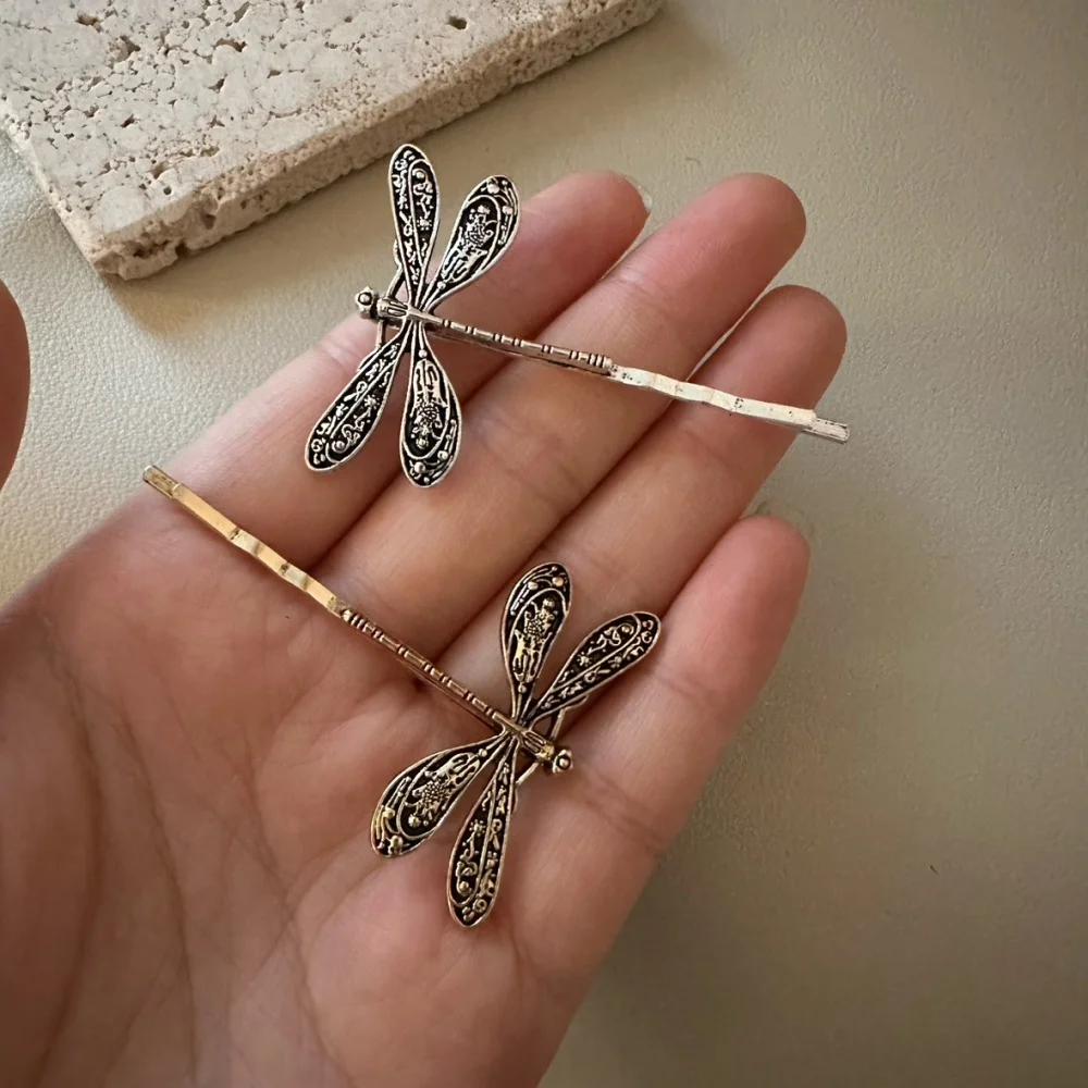 2 Teile/satz Metall Libelle Haar Clip Pins Mädchen Haarnadel Haarspange Vintage Haarnadeln Frauen Zubehör Schmuck Geschenke – Detail 5