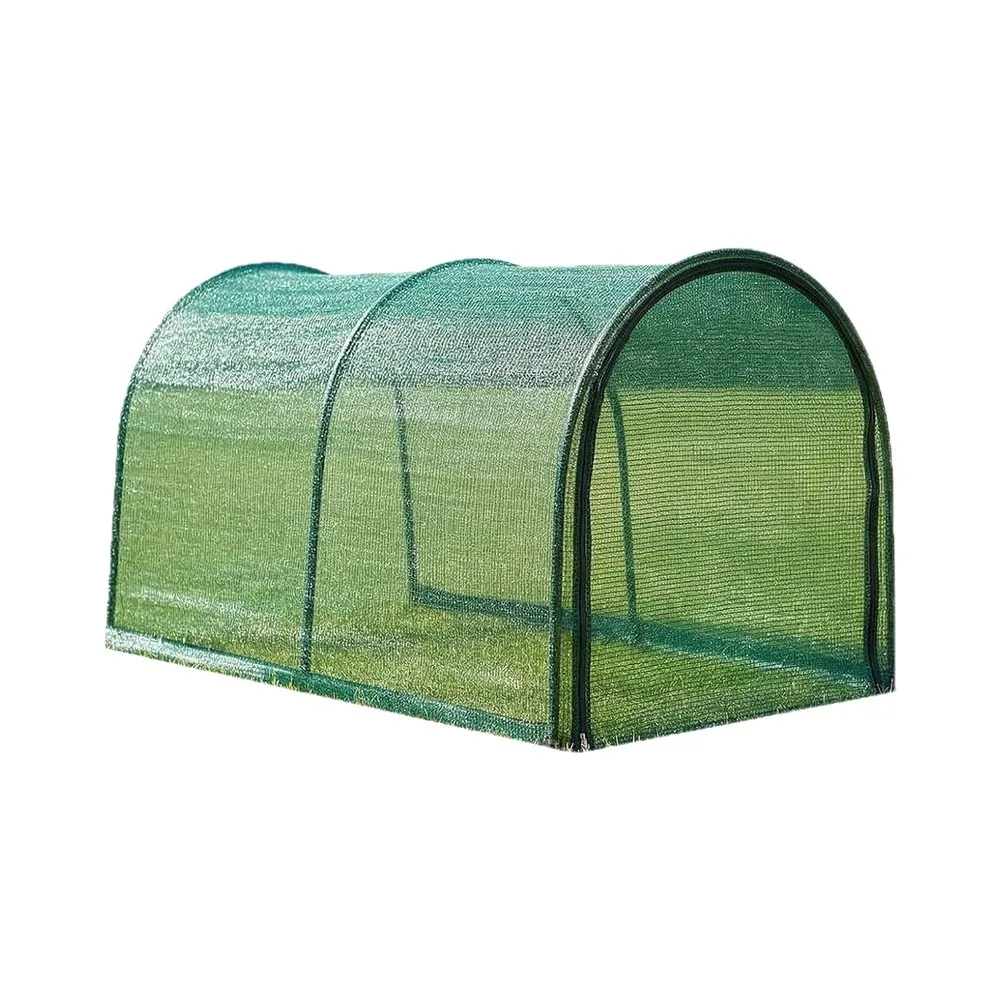 79 Inch Foldable Chicken Tunnel for Yard Green Plastic Chicken House with Sun Protection Mesh and Drawstring Ends