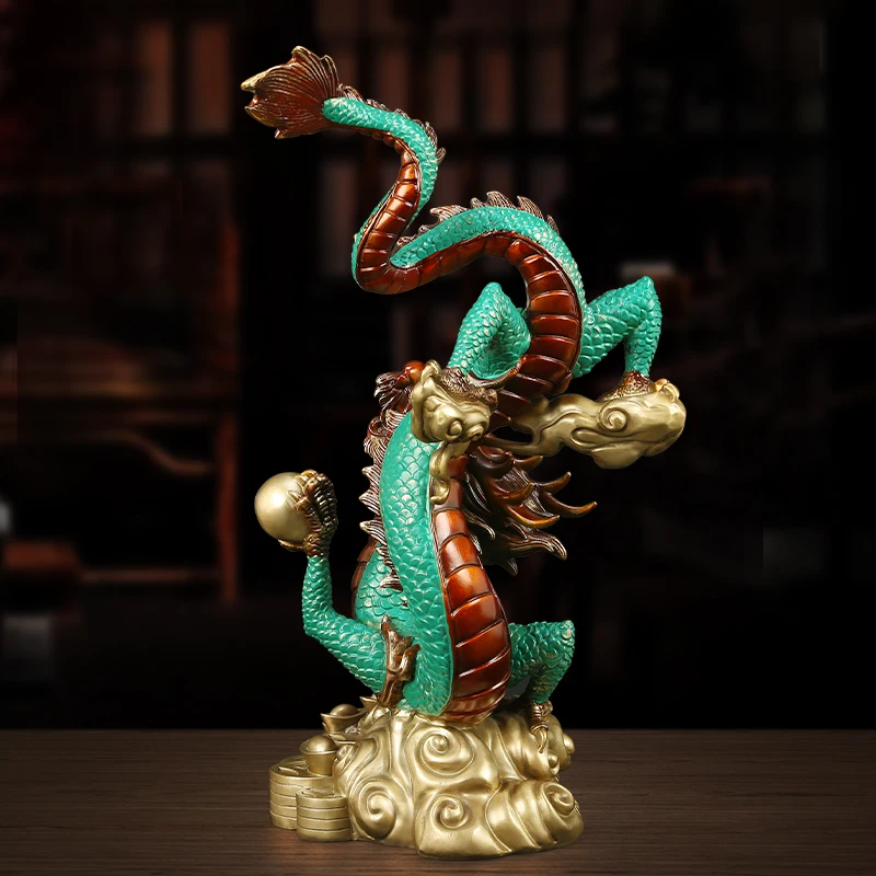 high grade Auspicious Good Omen Wealth luck dragon HOME SHOP OFFICE BAR CLUB decoration bring money bronze Sculpture