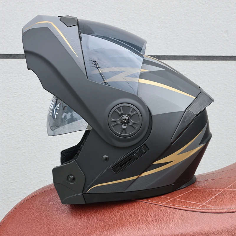 

ORZ-161-DOT Approved Flip Up Modular Helmet Unisex ABS Material All Season Anti UV Ventilated Cruiser Motorbike Gear