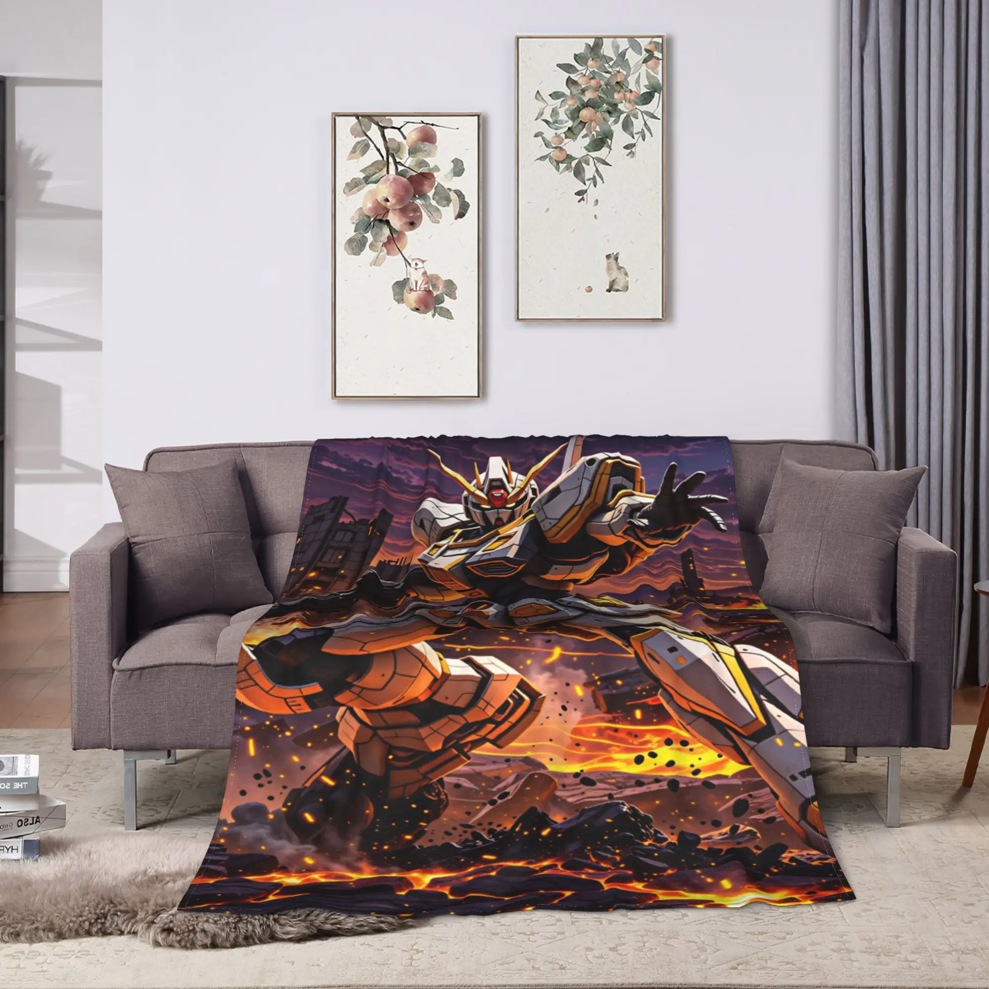 Mobile Suit Gundam Blanket Quality Super Warm  Throw Blanket Winter Travel Couch Chair Sofa Bed Fashion Bedspread