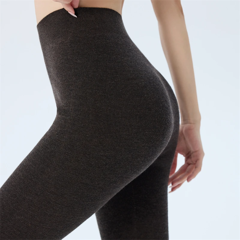 أزياء النساء 100% غرامة الصوف طماق سميكة سلس آلة قابل للغسل الخريف الشتاء مرونة عالية الخصر الدفء متماسكة طماق #6