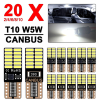 2/4/10/20 PCS T10 W5W LED Bulb CANBUS 12V 24V 4014-24SMD 6500K White Car Interior Dome Door Courtesy Trunk License Plate Lights