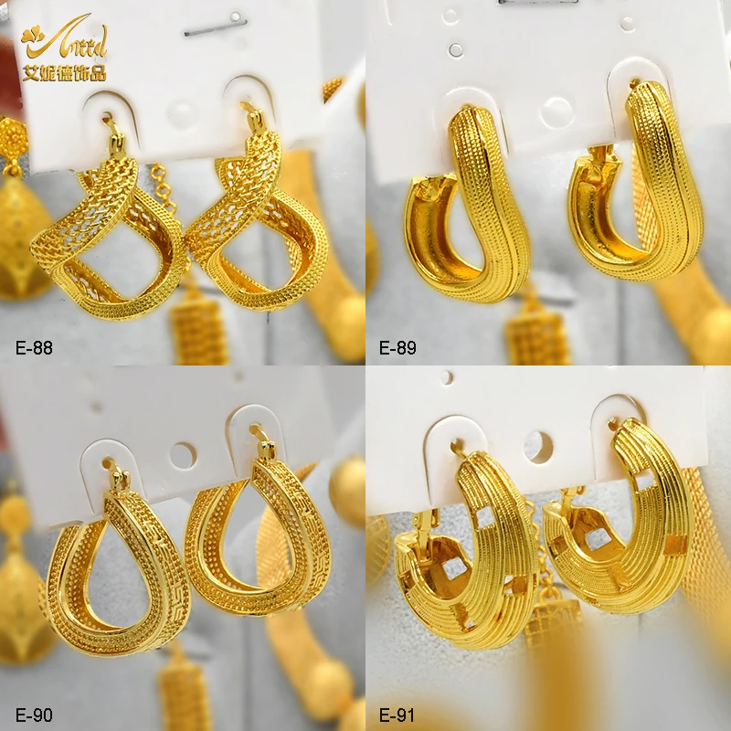 

ANIID New Fashion Chunky Hoop Earrings Exaggerate African Dubai 24k Gold Color Large Style For Women Jewelry Party Gifts