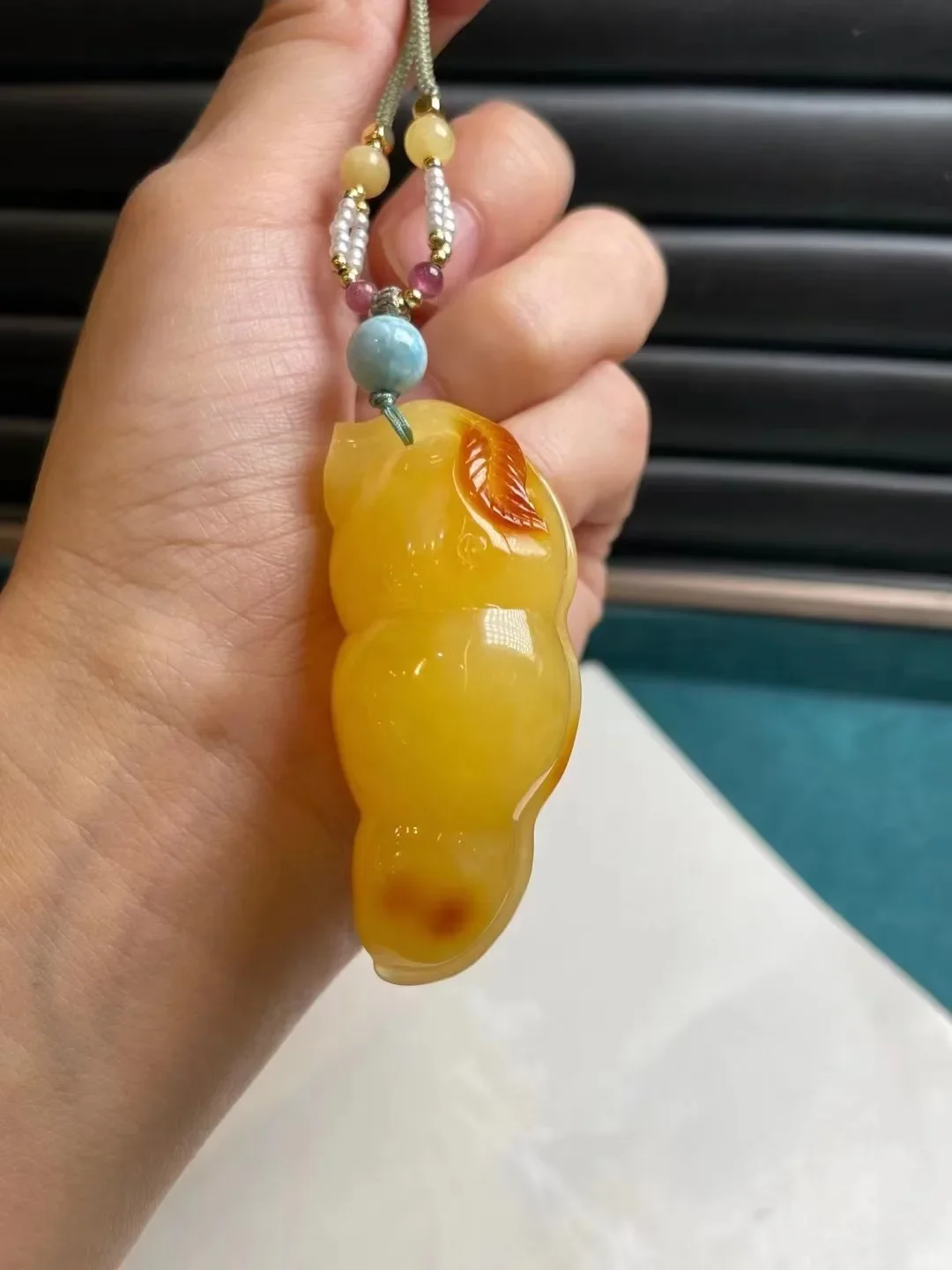 Natural 100% real yellow amber beeswax jade legumes Pendant necklace Women Charms Amulet Gifts For Ladies luxury Good Luck Gift