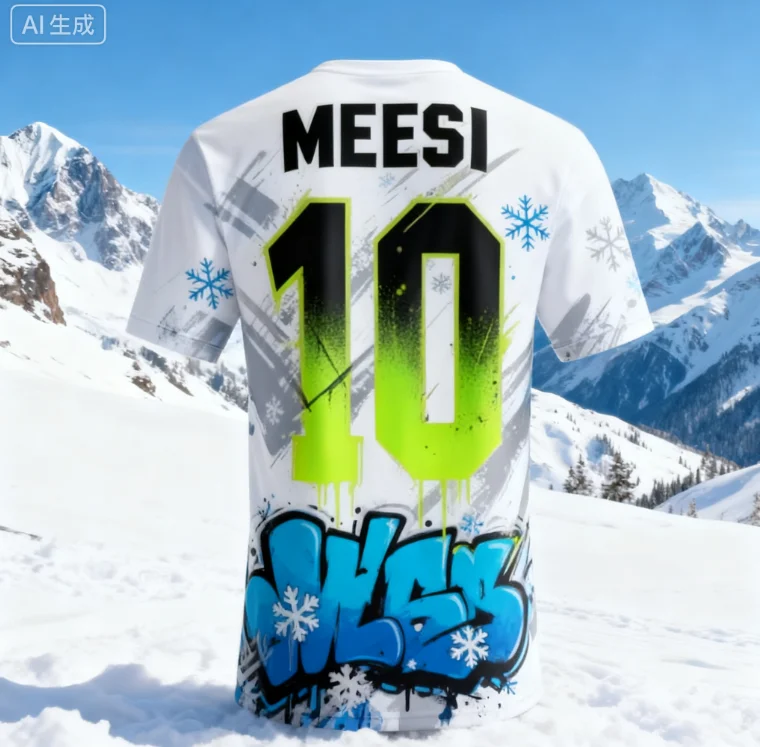 AI 3D Classic Fashion Graffiti Element Messi 10 # تي شيرت مطبوع ثلاثي الأبعاد من سلسلة تذكارية للمروحة قميص سريع الجفاف في الهواء الطلق #2