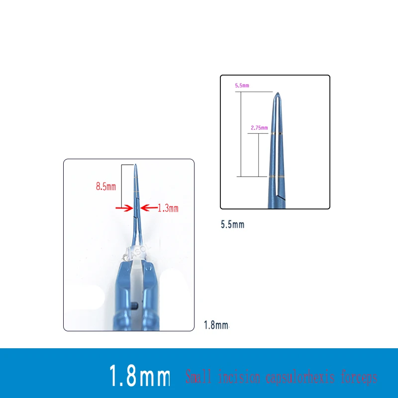 Ophthalmic capsulorhexis คีมไทเทเนียม 1.8 มม.มินิแผล capsulorhexis คีม Ophthalmic เครื่องมือผ่าตัด