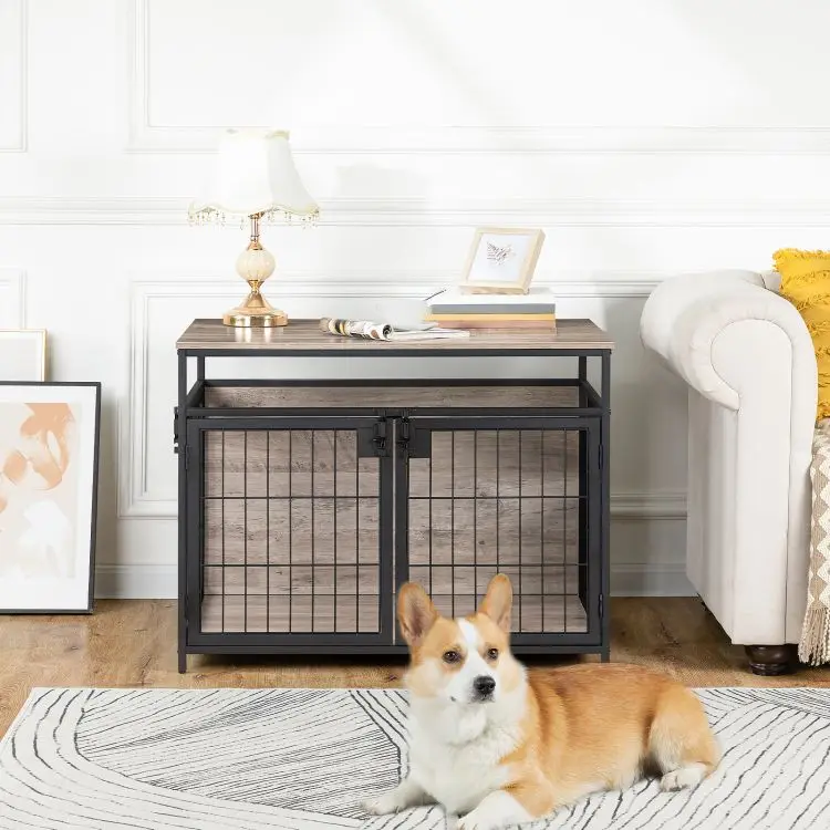 Wholesale Dog Crate Industrial Style XL XXL XXXL Dog Kennel with 2/3 Doors Dog Cage House with Wood Top and Metal Doors