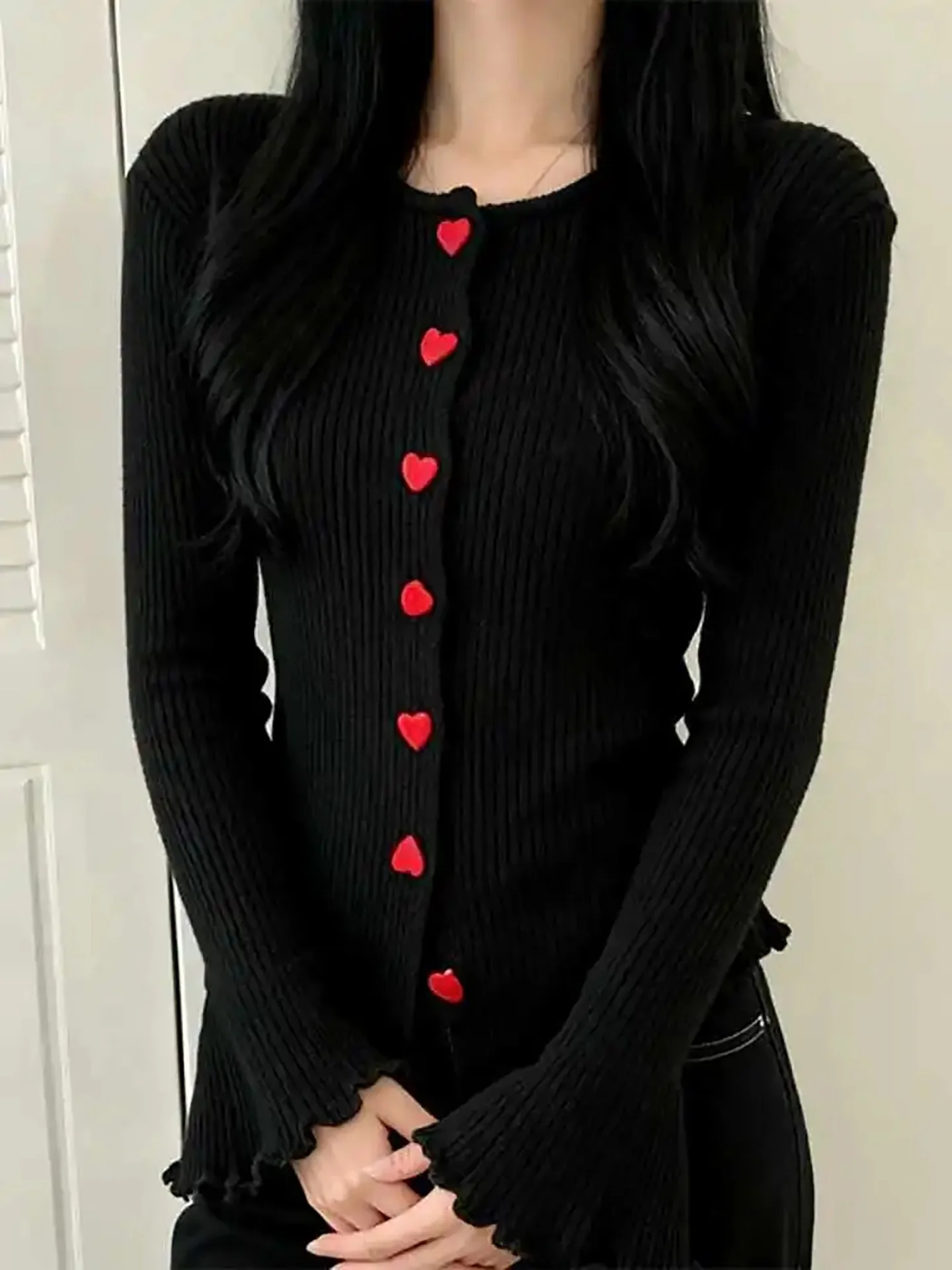 

Женский вязаный свитер, новинка весны, с застежкой на талии, Faionable Heart Bule Design, теплый кардиган до середины и кражи Long Sve