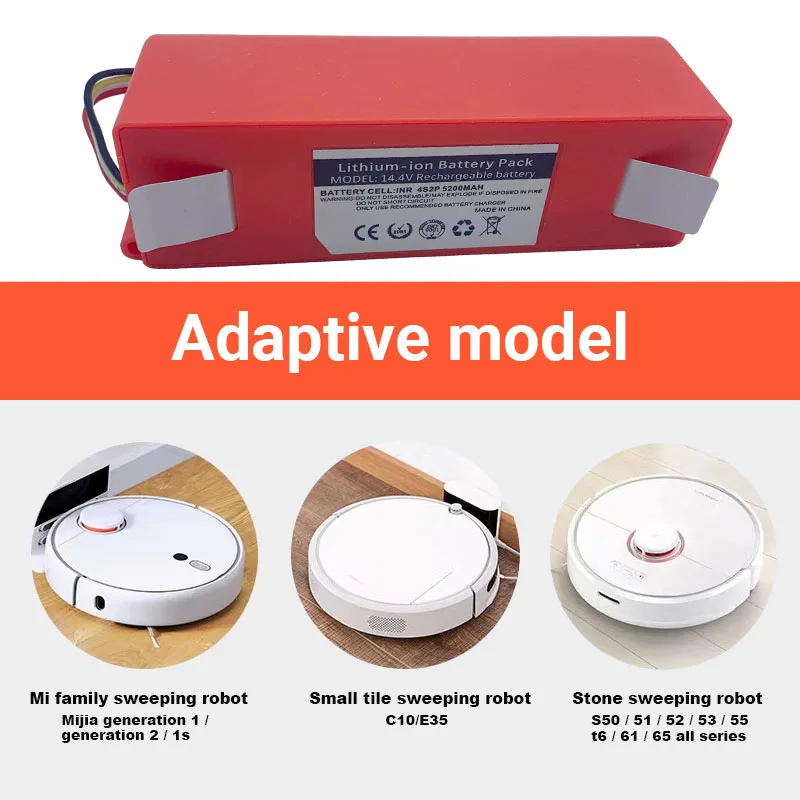 Robotic Vacuum Cleaner Replacement Battery FOR 14.4V Xiaomi Robot Roborock S50 S51 S55 Accessory Spare Parts Li-ION Battery