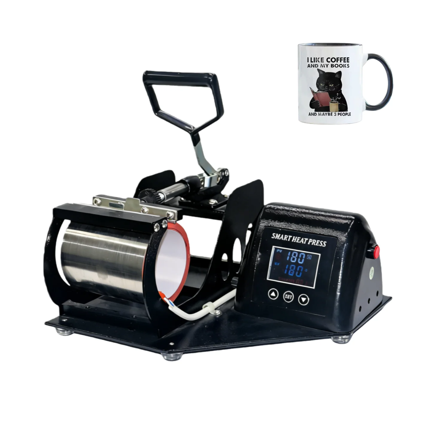 4 In 1 Sublimation Printer, Mug Heat Press Machine With LED Digital Display 63mm&11oz(75mm);Cone12OZ&17OZ