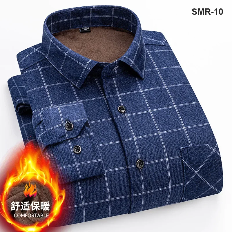 LIBIELIY Autumn And Winter Double-sided Velvet Piled Thickened Men's Shirt Plaid Warm Long-sleeved Shirt Men's Cold-proof New Da