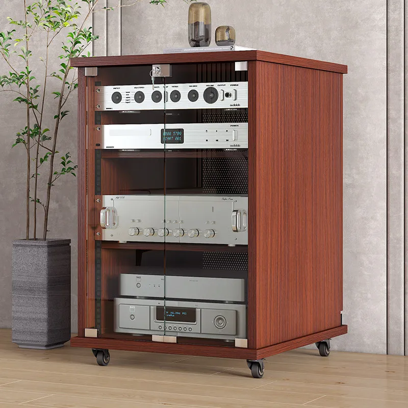 Mobile speaker cabinet Equipment cabinet with U-strip audio-visual cabinet