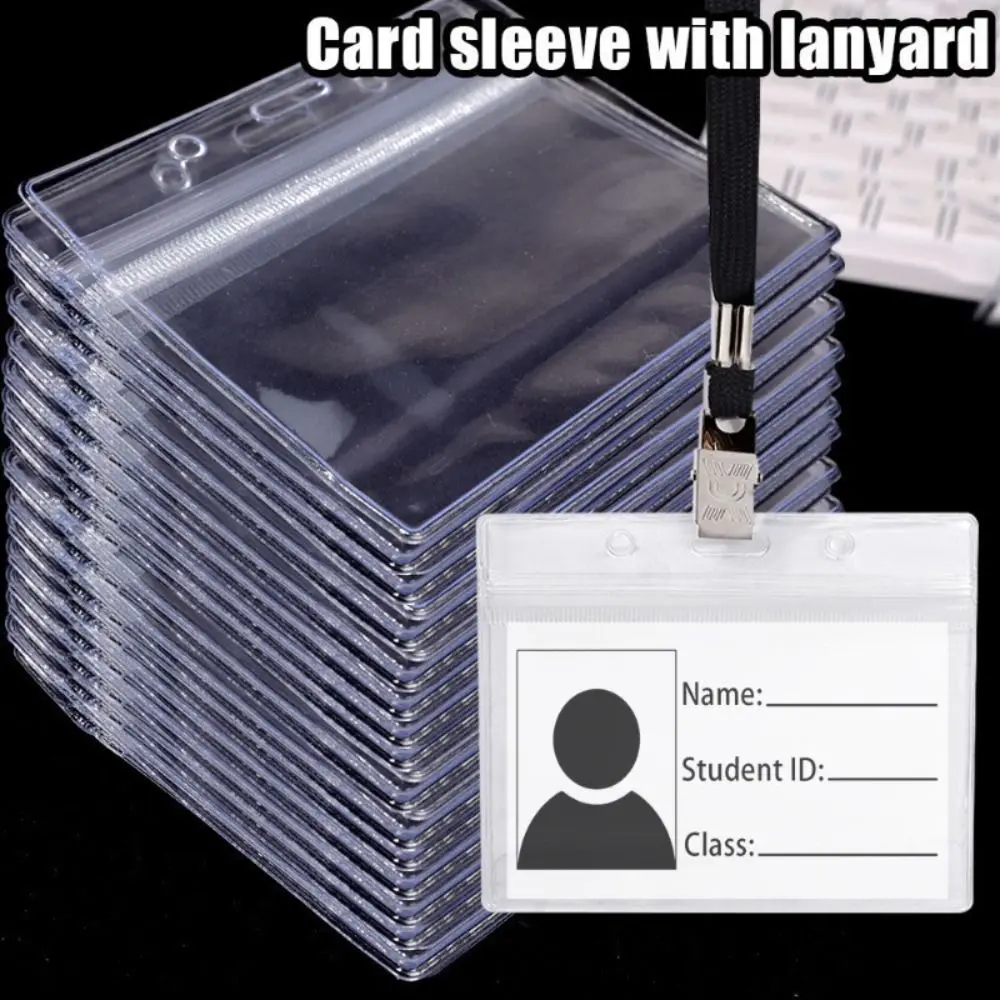 Impermeável Nome Plate Card Bag com colhedor, Transparente, PVC, ID Card Holder, Novo