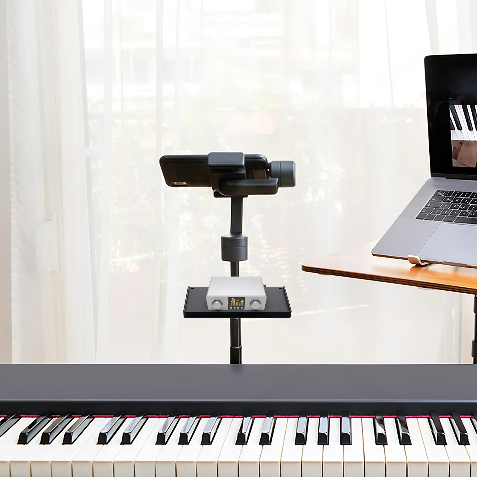 

Microphone Stand Tray with Clamp-on Design Heavy Duty Iron Accessory for Instrument Stands Live Broadcast