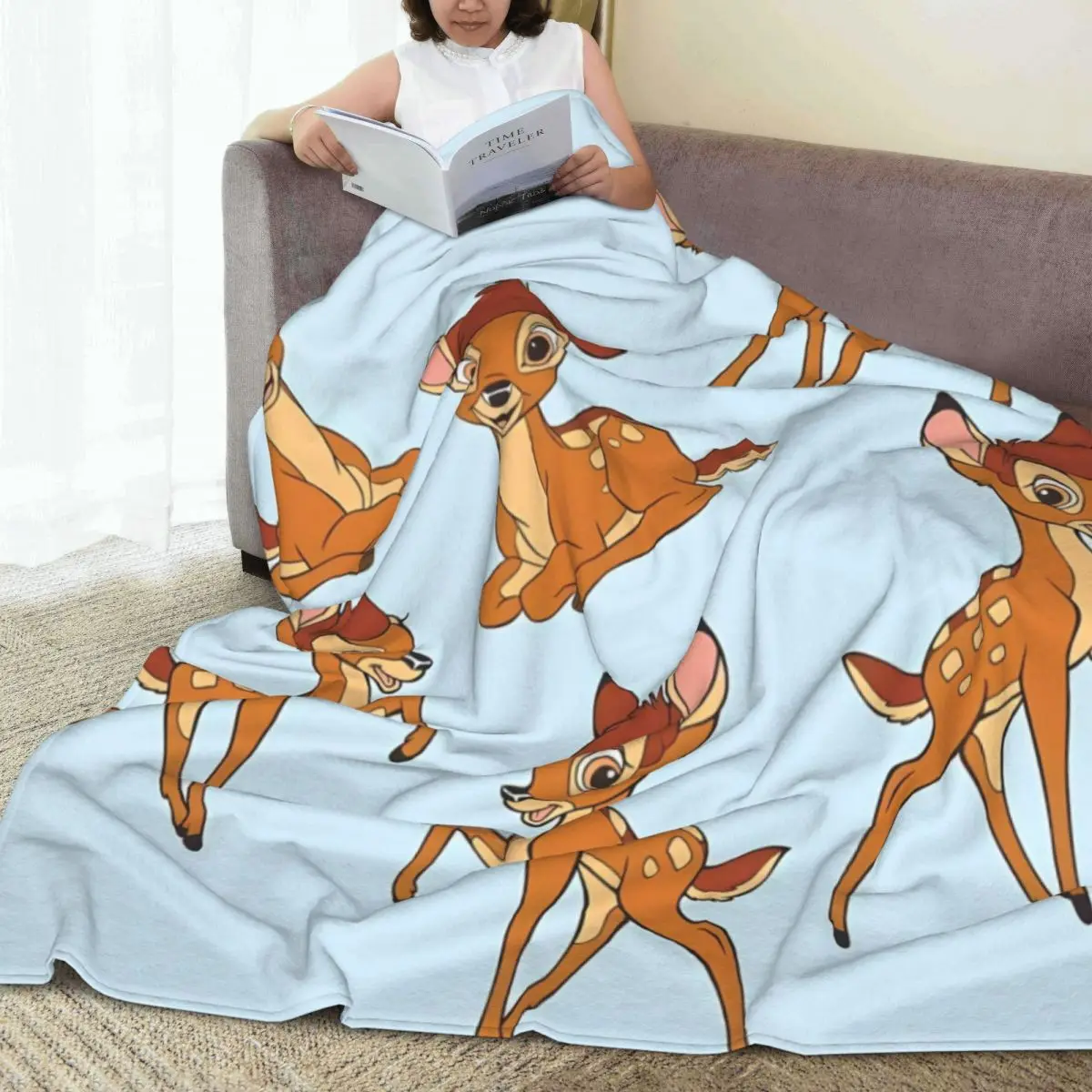 Cute Bambi Collages Blankets Travel Flannel Throw Blanket For Living Room Super Warm Customized Quality Bedspread Gift