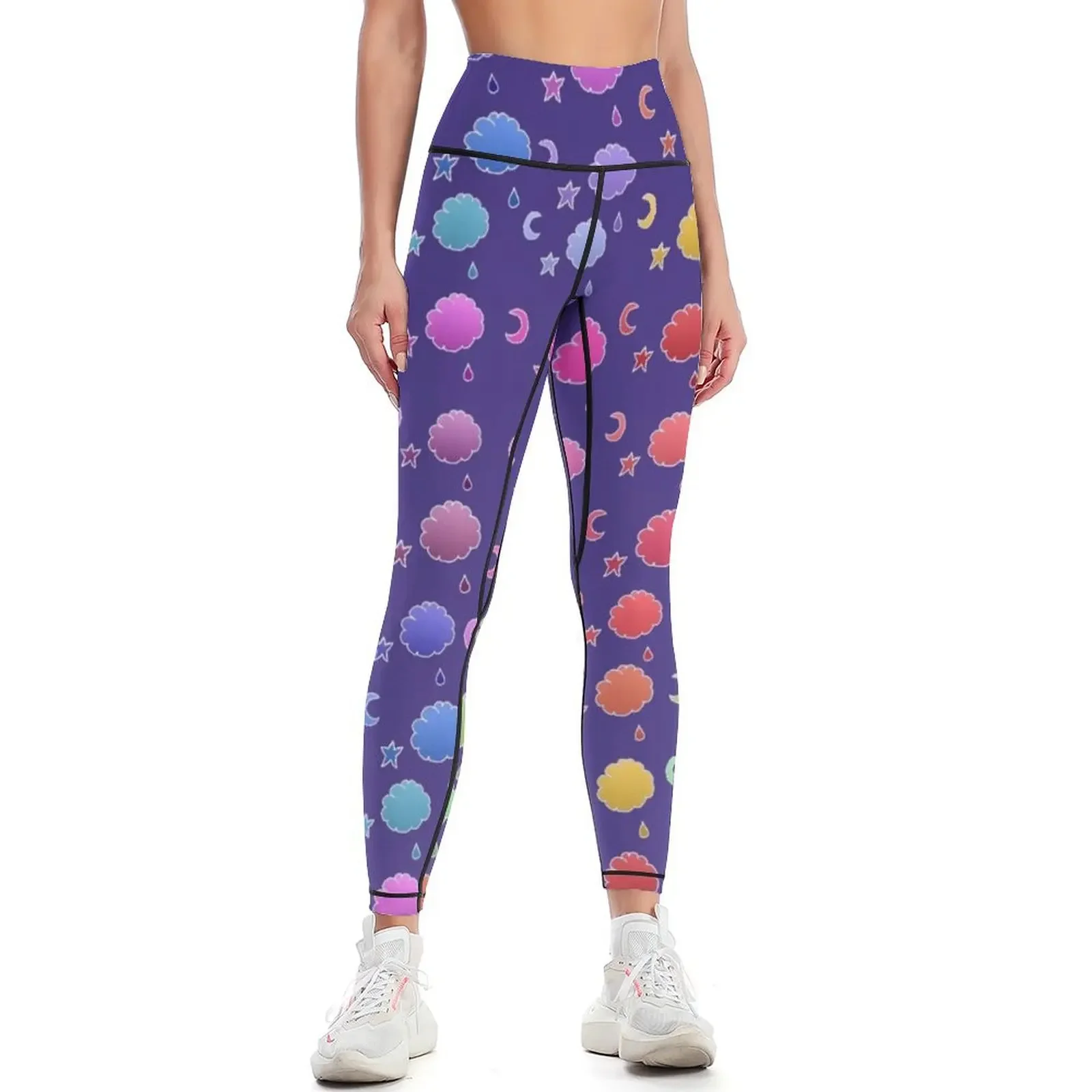 

Rainbow Clouds, Moon, Stars & Raindrops Leggings gym top Fitness's gym clothes push up legging Training pants Womens Leggings