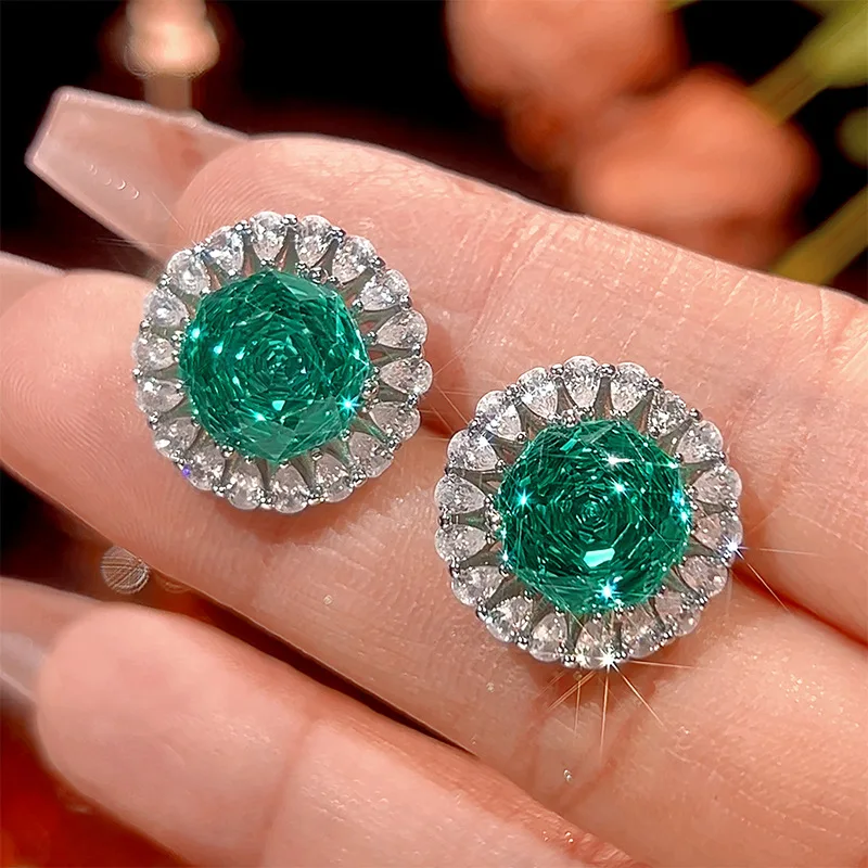 New autumn and winter jewelry set with gold-plated Para green gemstones, main stone size 16-10mm