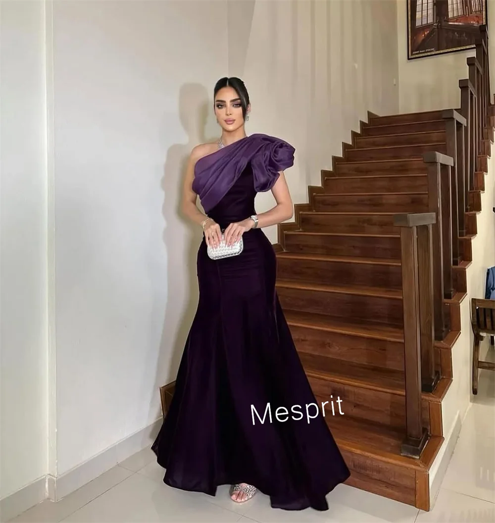 Disesuaikan kualitas tinggi Jersey Pleat putri duyung satu bahu gaun panjang Bespoke gaun acara gaya Modern