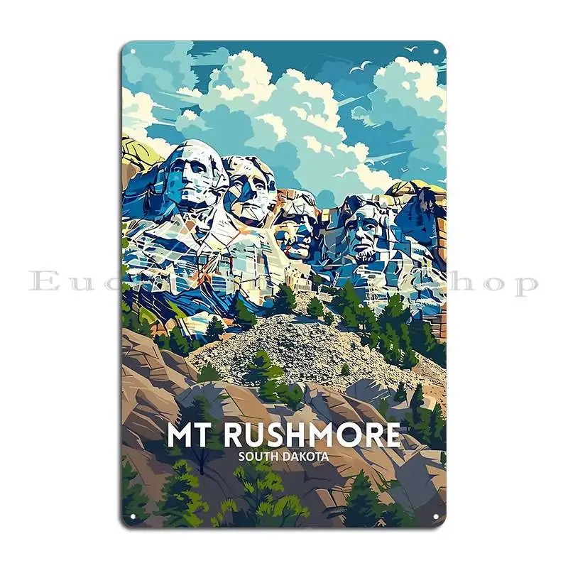 Mount Rushmore South Dakota United States Travel Art Metal Plaque Garage Garage Designs Funny Decoration Tin Sign Poster