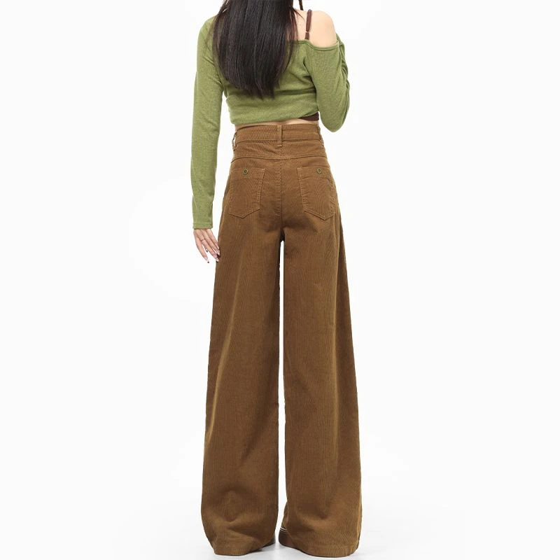 ZHISILAO سروال قصير جديد للنساء Y2k بنطلون بني عتيق عالي الخصر وواسع الساق مستقيم لخريف وشتاء 2025 #4