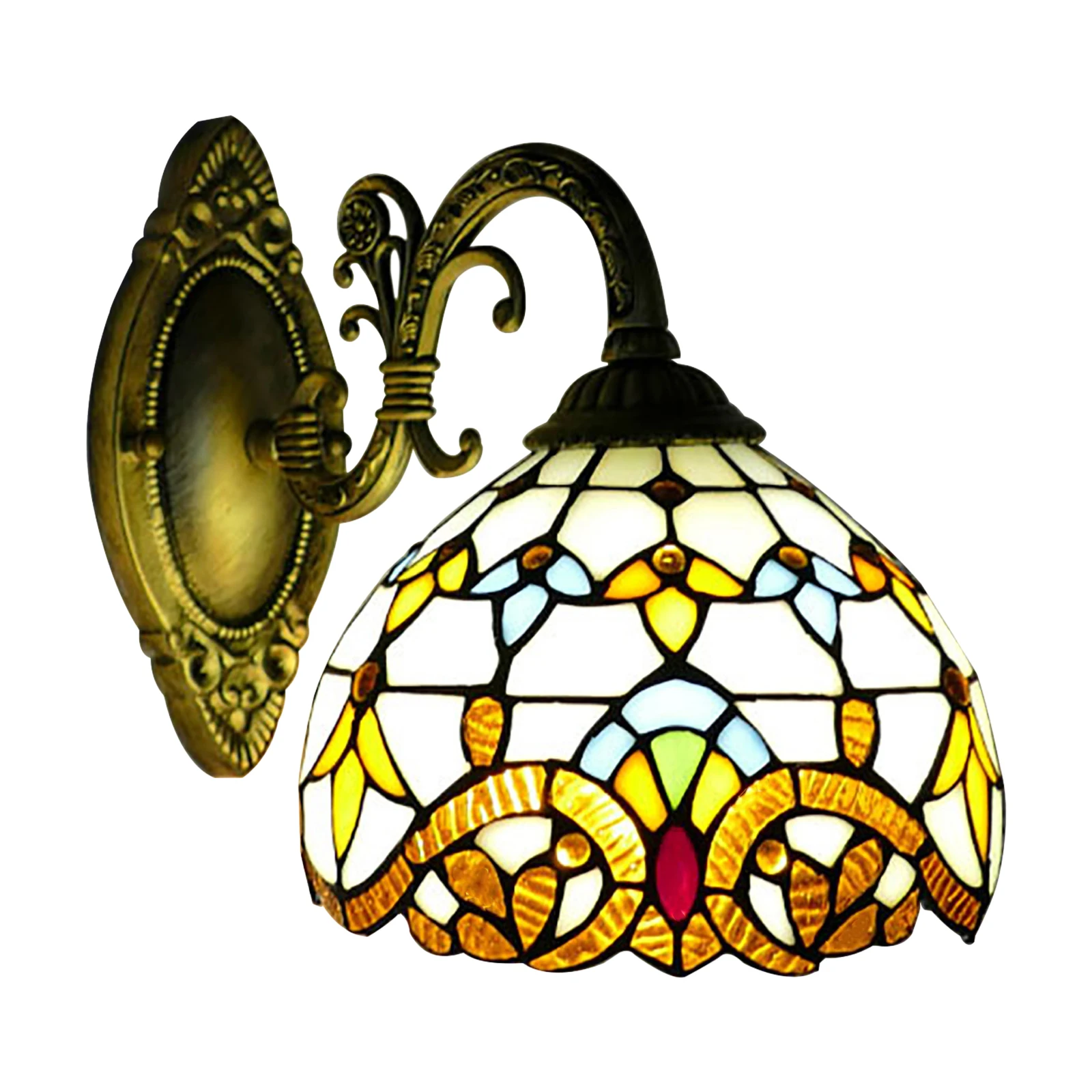 

Baroque Single Wall Lamp Tiffany Style Stained Glass Lamp American Bedside Lamp Indoor Aisle Hallway Decor LED Light