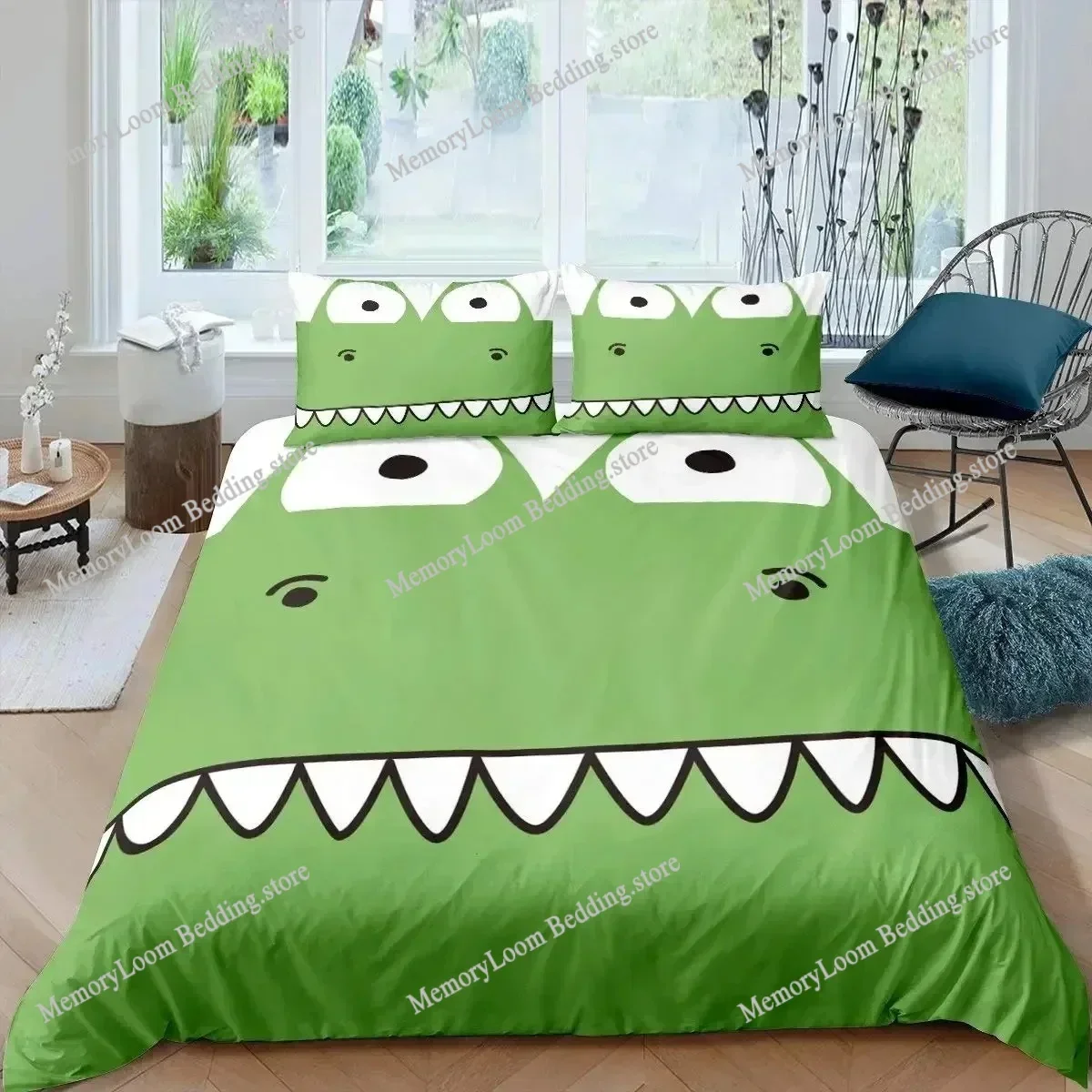 

Crocodile Home Textile Cartoons Wild Alligator Cover Duvet Cover Pillow Case Boy Girl Polyester Bedding Set King Queen Twin Size