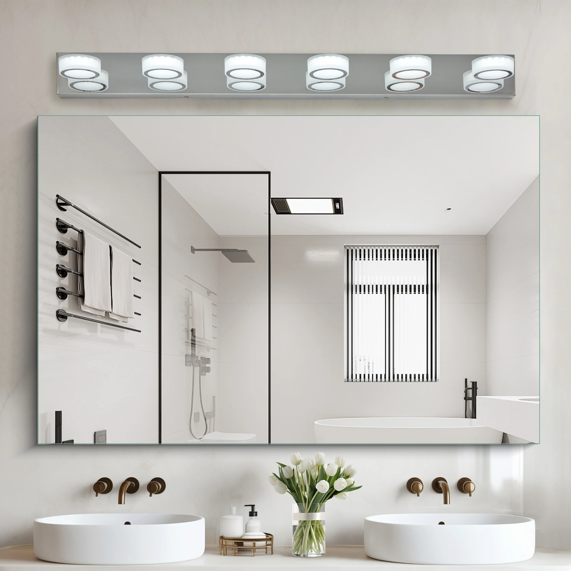 

LED Modern Chrome 6-Light Vanity Lights Fixtures Over Mirror Bath Wall Lighting