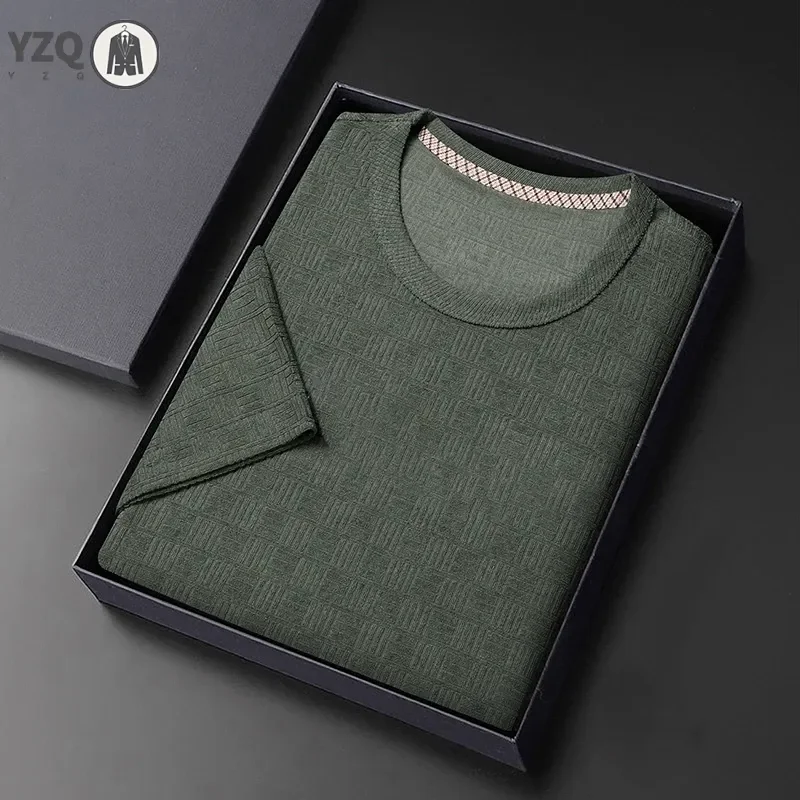 

8 Colour New Men's Casual Jacquard Short Sleeved Round Neck T-shirt Fashion Top