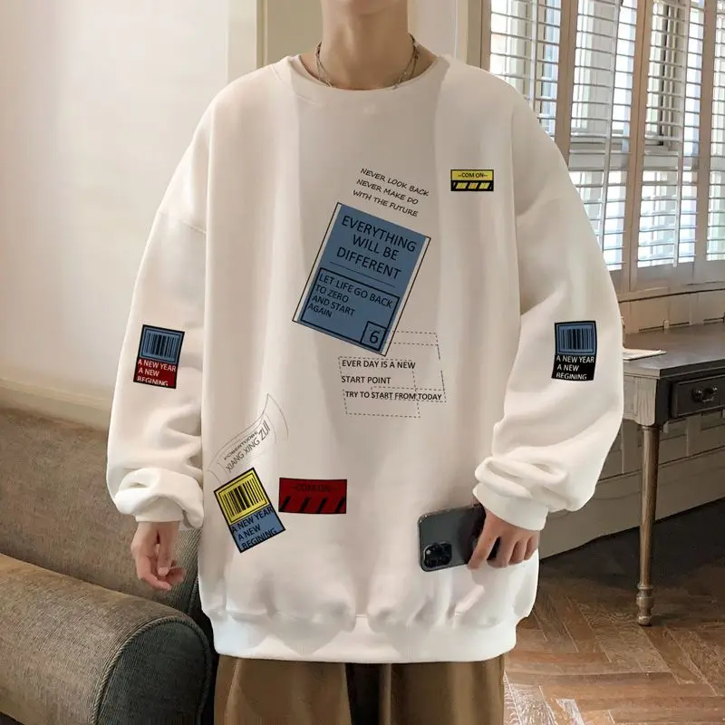Novo Suéter Masculino 2026: Blusão de Inverno Estilo Hip Hop, Marca Tendência Retrô, Gola Redonda, Solto, Forrado com Lã, Quente e Grosso, Jaqueta par