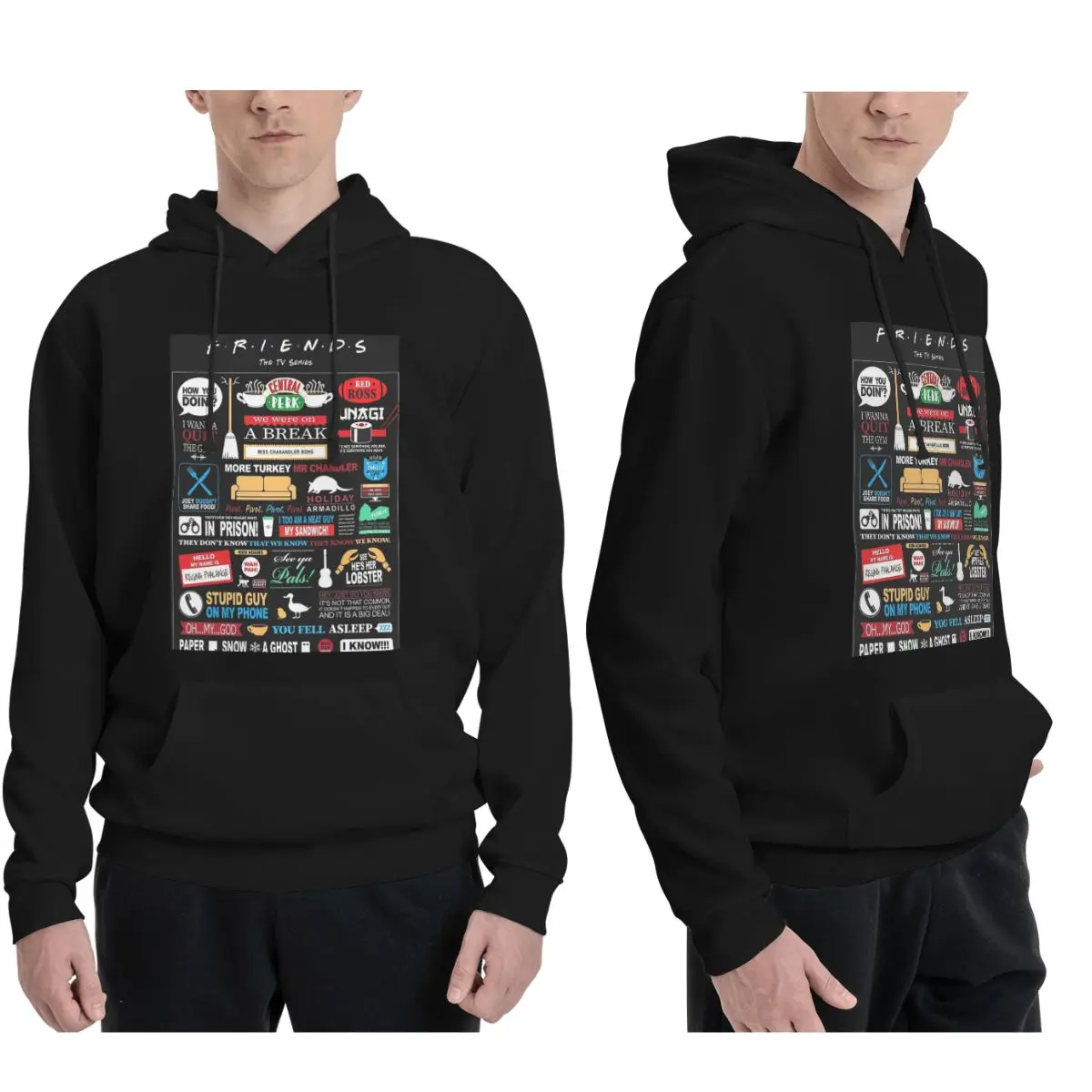 

Толстовки Friends Qu для мужчин и женщин, повседневный пуловер, толстовка в стиле хип-хоп с длинными рукавами и капюшоном, осень-зима