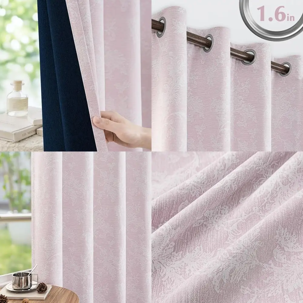 

Жаккардовые светонепроницаемые шторы с цветочным узором 96 дюймов для спальни девочки, в стиле фермерского дома, с цветочным орнаментом из шенилла, термоизолирующие, на люверсах