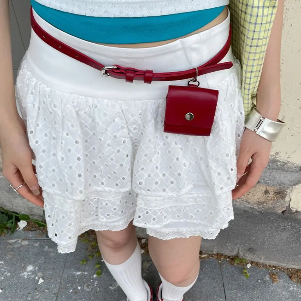 Ins الكورية نمط المرأة الخصر حقيبة بولي PU حزام أحمر الخصر حقيبة محفظة ريترو المرأة حقيبة بحزام المرأة