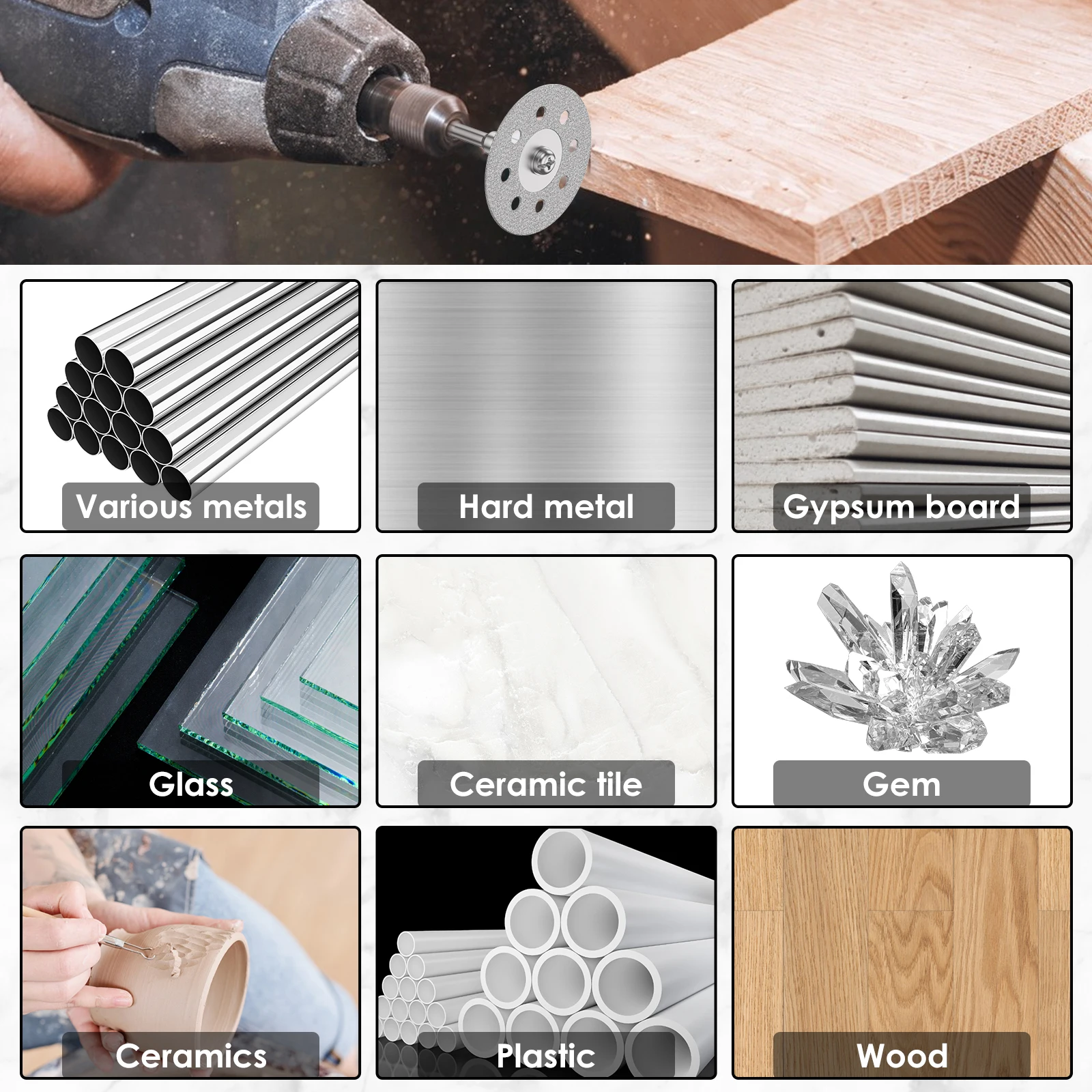 82/41PCS Mini Diamond Cutting Disc Multipurpose Diamond Saw Blade for Dremel Rotary Tools for Stone Glass Metal Cutting